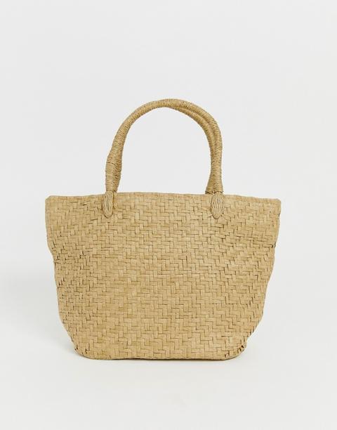 Weekday – Kleine Stroh-shopper-tasche In Beige