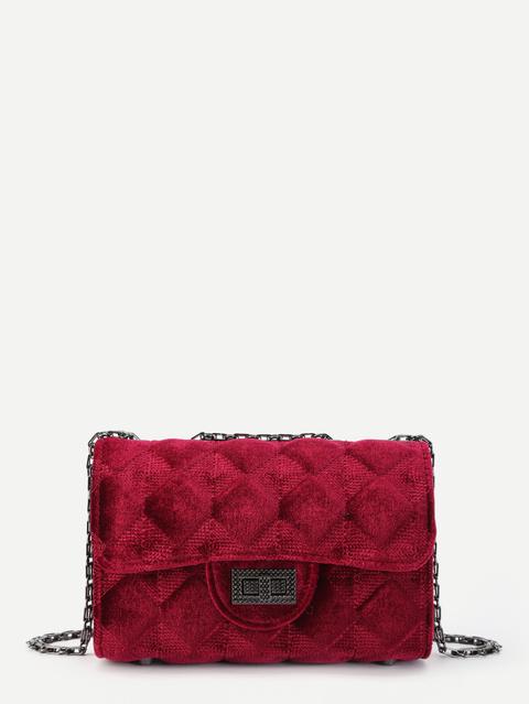 Twist Lock Velvet Chain Crossbody Bag