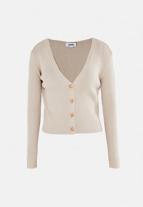 Stone Slim Fit Knitted Cardigan, Stone