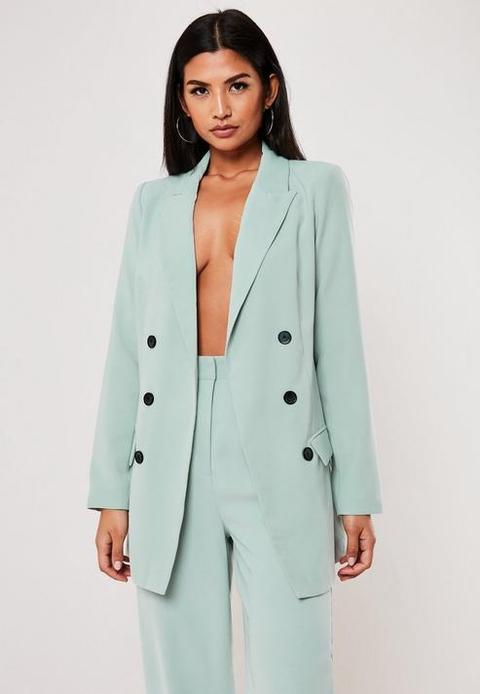 Mint Co Ord Oversized Button Front Blazer, Mint