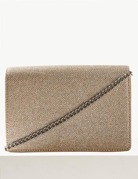 Fold Over Chain Clutch Bag