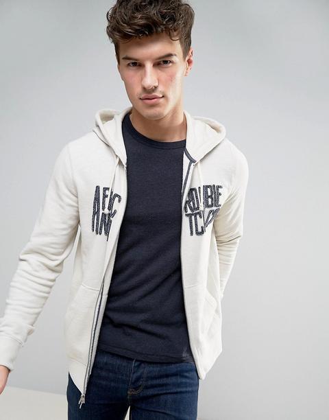 Sudadera Con Capucha Y Cremallera Con Aplicación En El Pecho En Crema De Abercrombie & Fitch