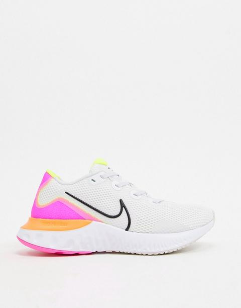 Nike Renew Run Trainers In White And Orange