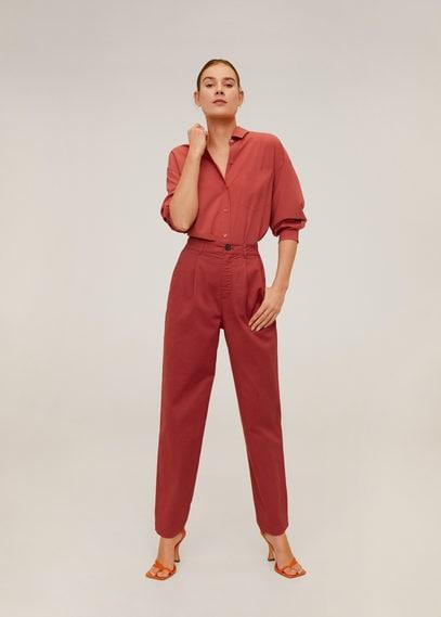 Relaxed Fit Cropped Trousers