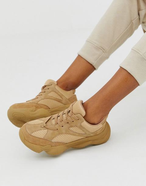 Public Desire Cade Chunky Trainer In Sand-neutral