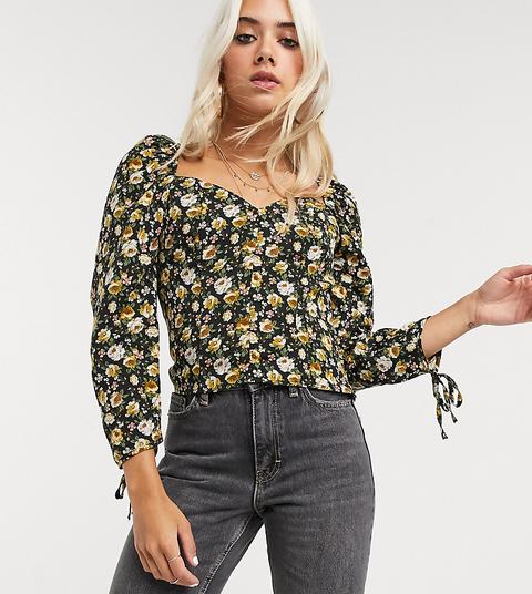 Topshop Petite - Top À Fleurs Style Champêtre - Jaune