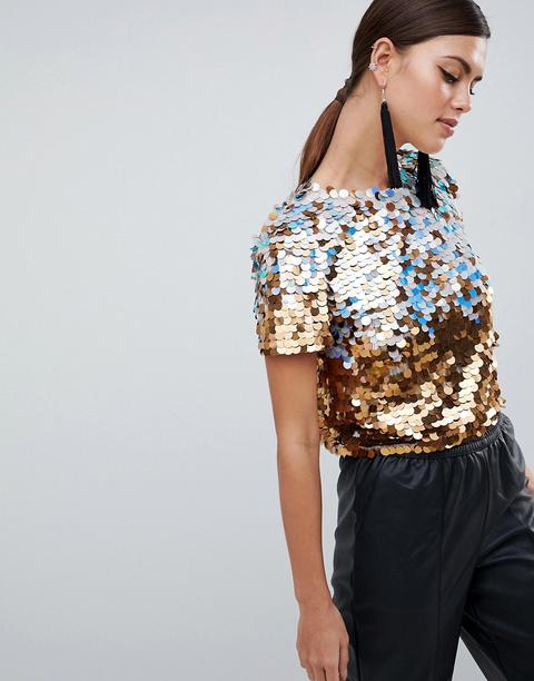 Camiseta Con Lentejuelas Disco Sombreadas De Asos Design Premium