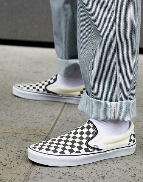 vans slip on checkerboard outfit