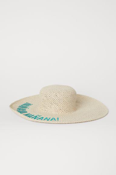 Cappello Paglia Con Ricamo