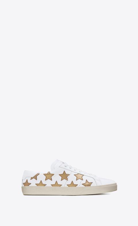 Signature Court Sl/06 California Sneaker In Off White Leather And Dark Gold Metallic Leather