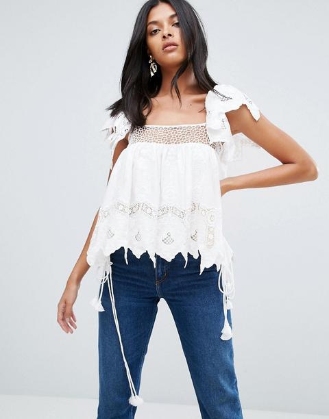 To Be Adored - Liza - Top In Pizzo Sangallo Ricamato - Bianco