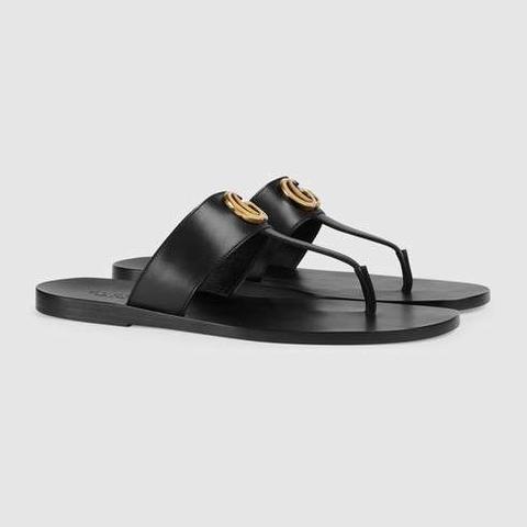 leather thong sandal with double g