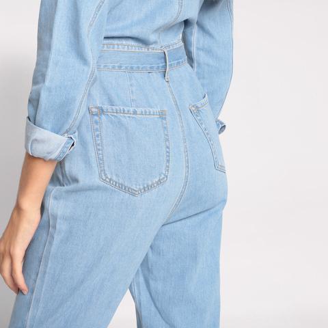 Combinaison pantalon en jean denim stone femme