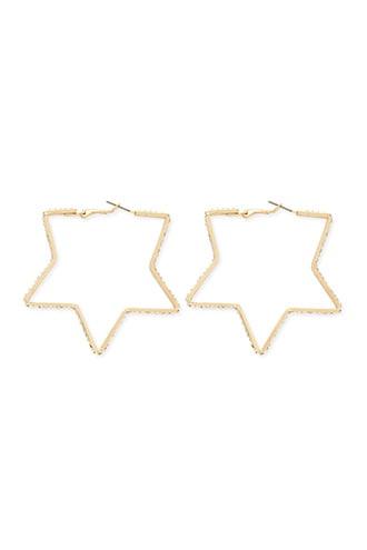 Forever 21 Star Hoop Earrings , Gold/clear