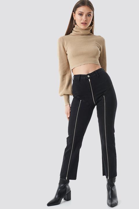Cropped Zipper Jeans