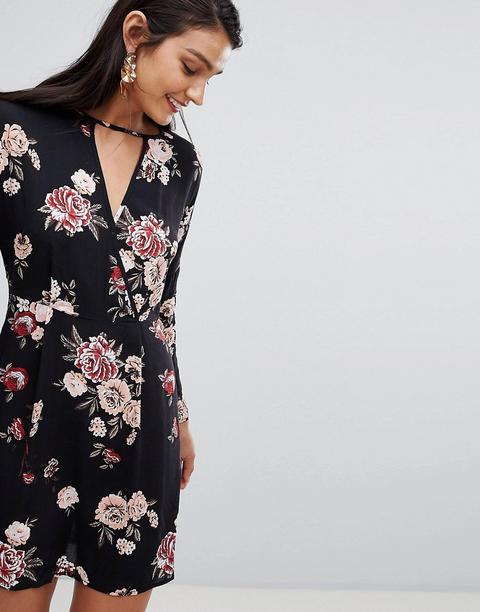 Lunik - Vestito A Pieghe Floreale - Nero