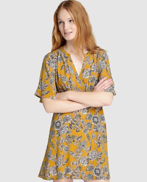 Fórmula Joven - Vestido De Mujer Con Estampado Floral Y Escote Pico