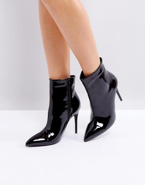 Boohoo - Stivaletti A Punta In Vernice Con Tacco - Nero