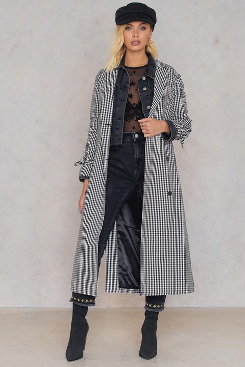 Andrea Hedenstedt X Na-kd Checked Trenchcoat - Multicolor