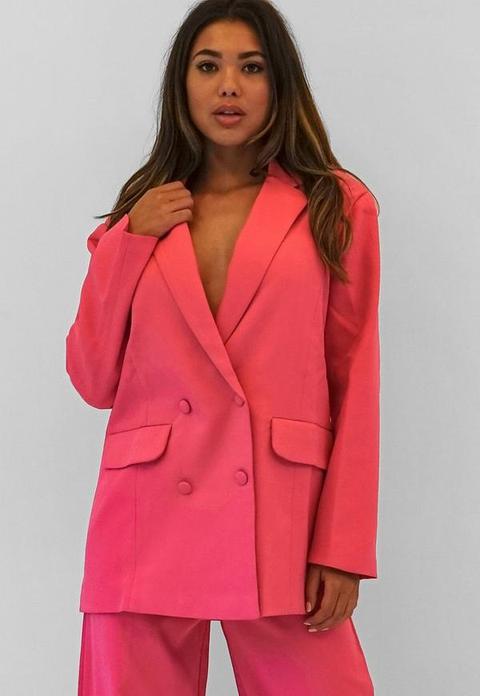 Hot Pink Tailored Longline Blazer, Pink