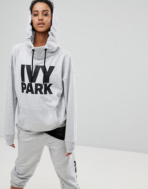 Ivy Park – Grauer Kapuzenpullover Mit Logo