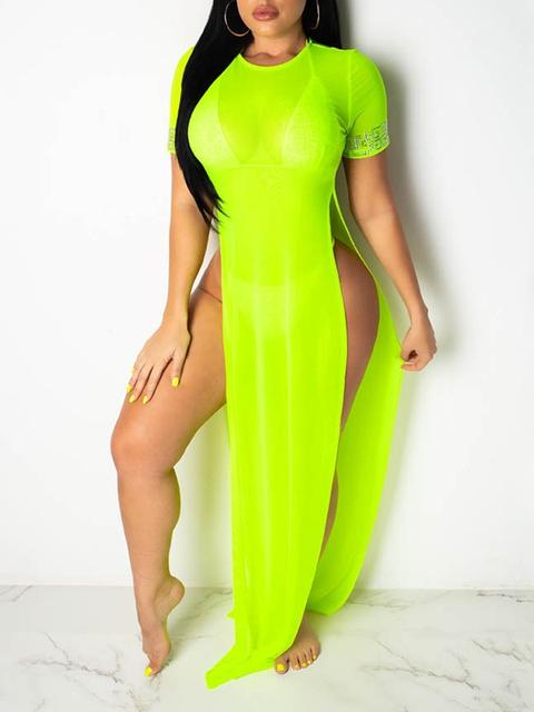 neon yellow beach cover ups