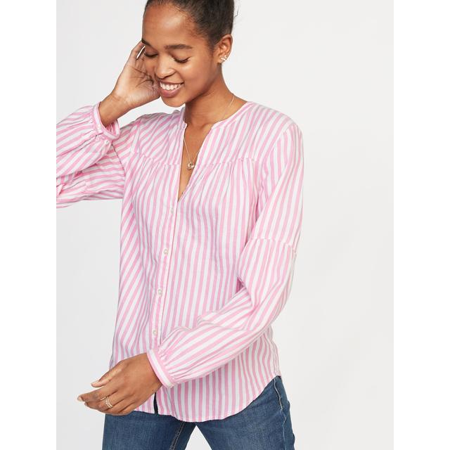 old navy pink striped shirt