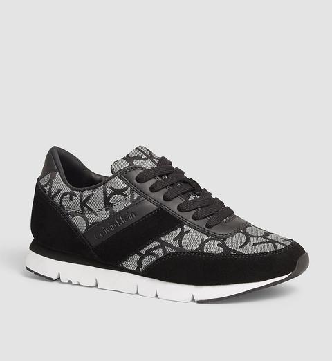 Sneaker In Jacquard E Pelle Scamosciata Con Logo