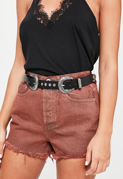 double buckle western belt