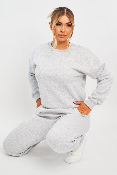 Grey 'lazy Girls Club' Slogan Sweatshirt - Leila