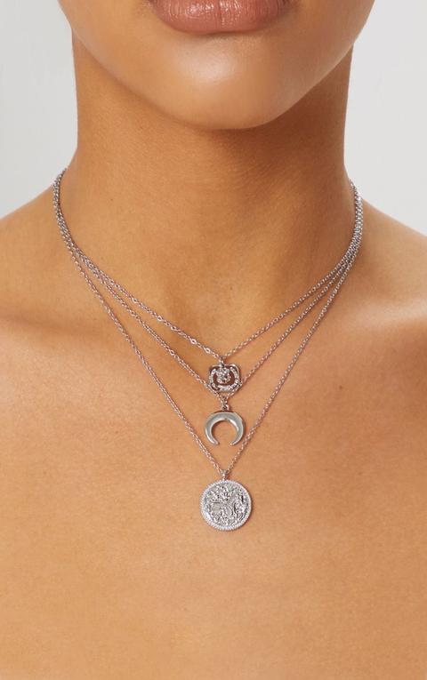 silver triple layer necklace