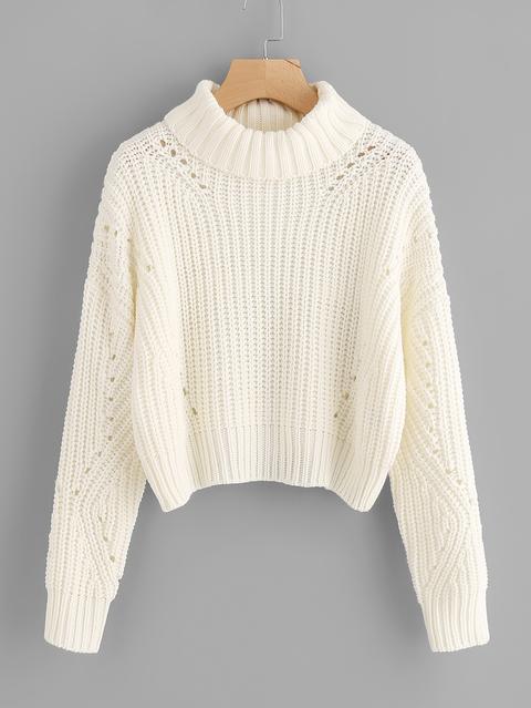 Roll Neck Eyelet Detail Jumper