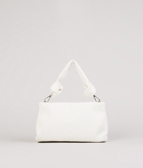 Bolso De Hombro Baguette Plisada Blanco