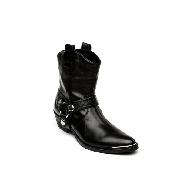 steve madden gallow black leather western boot