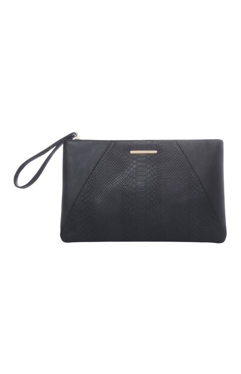 Bolso De Mano Negro Con Cremallera