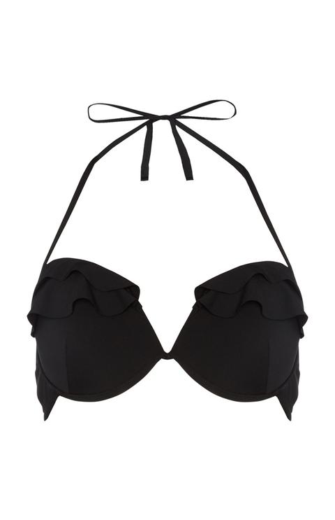 Black Ruffle Bikini Top