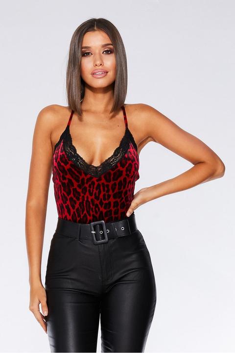 red leopard print bodysuit