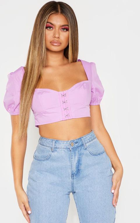 Lilac Puff Sleeve Crop Top