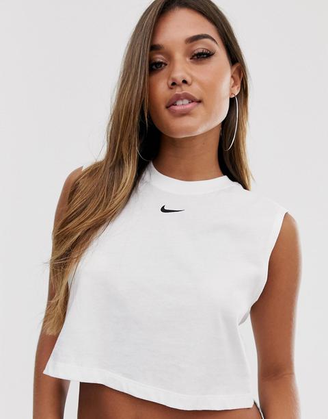 Nike White Cropped Tank Top