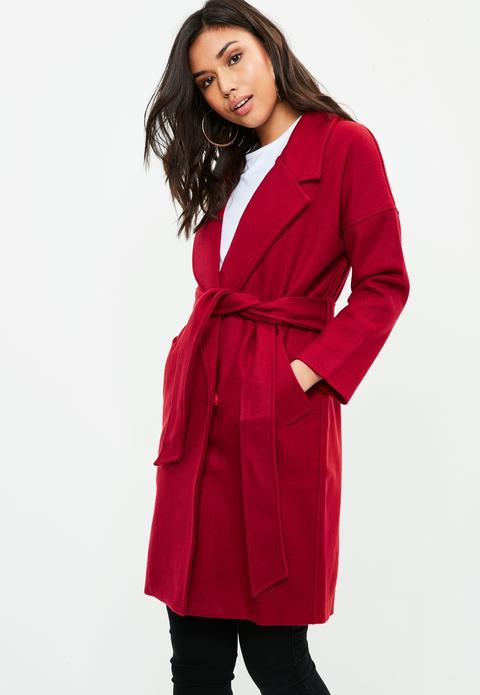 Fuchsia Wool Wrap Round Coat