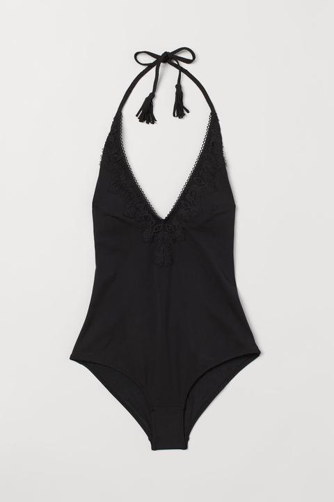 Traje De Baño Cuello Halter - Negro