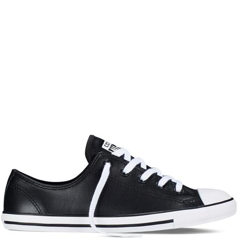 black dainty leather converse
