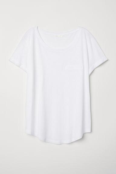 H & M - T-shirt In Jersey Flammé - Bianco
