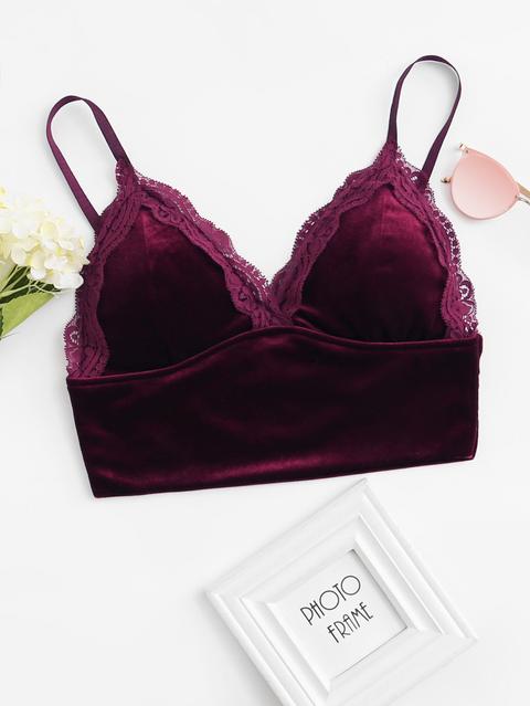 Velvet Lace Trim Cami Top