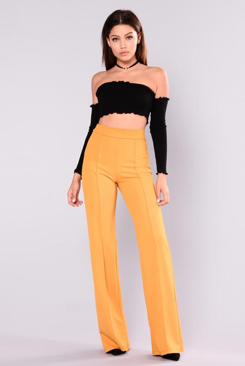 Victoria High Waisted Dress Pants - Mustard