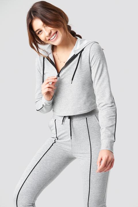 Soft Cropped Track Top Grau