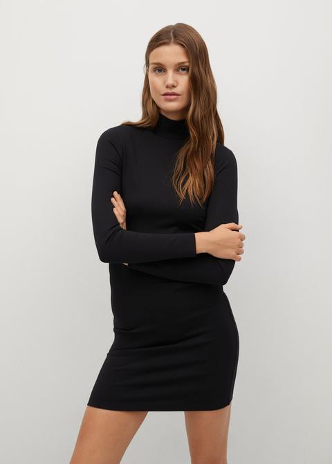 Vestido Cuello Alto Entallado
