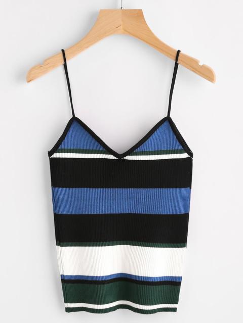 Top Cami A Costine Color Block