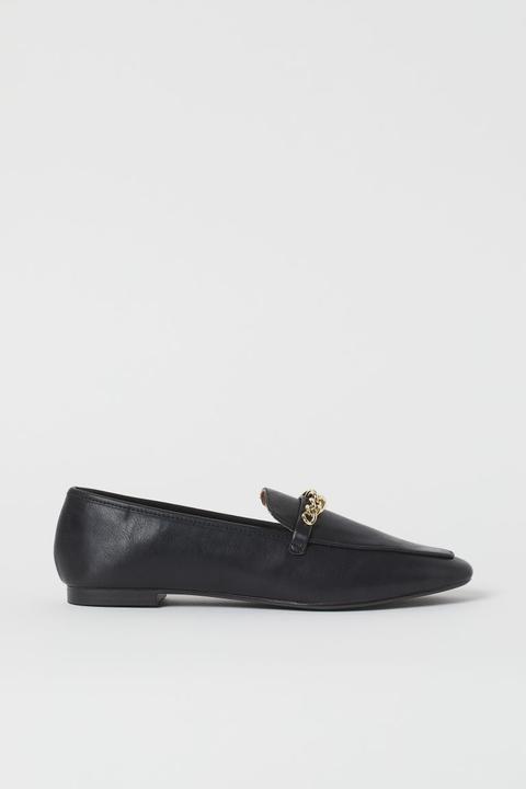 Mocasines Con Cadena - Negro