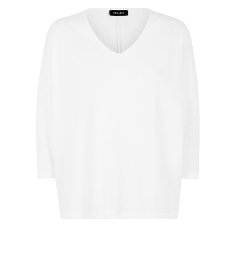 White V Neck Fine Knit Top New Look